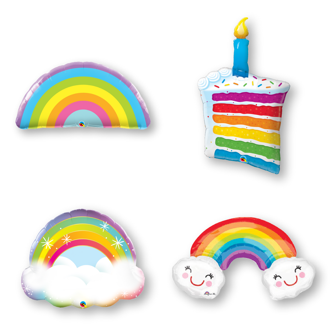 Assortment of individual rainbow balloons