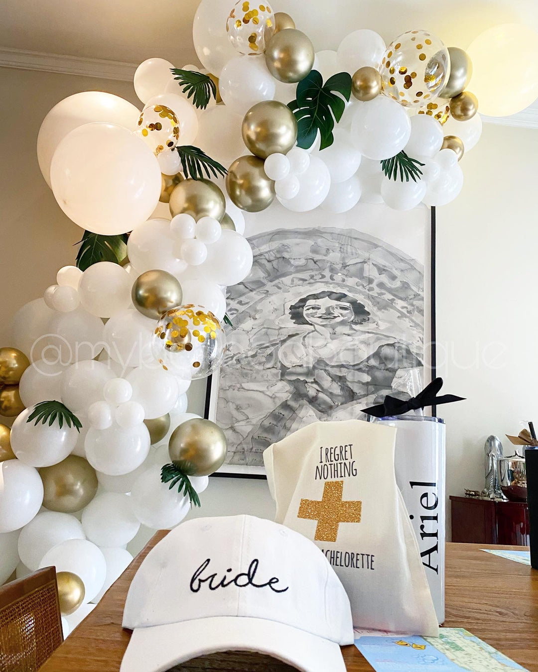 Confetti and Artificial Leaves -Organic Garland